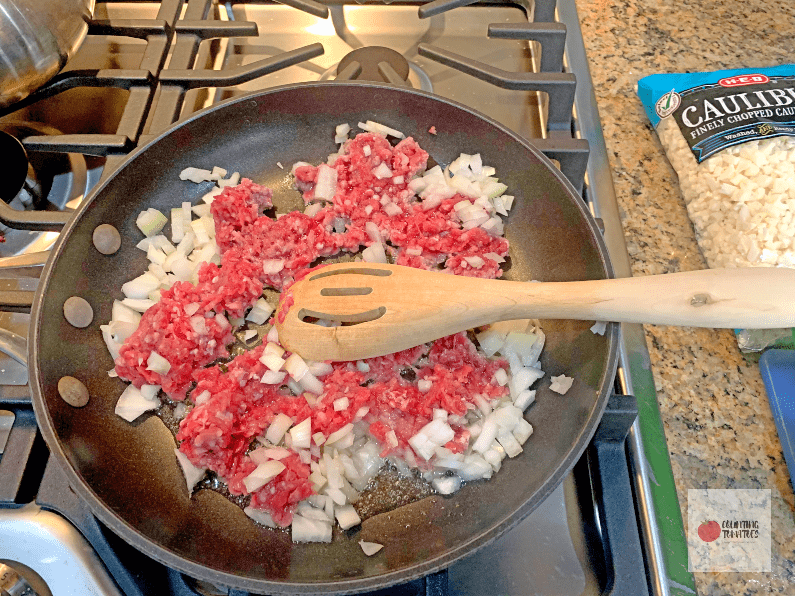 Cooking ground beef and onions