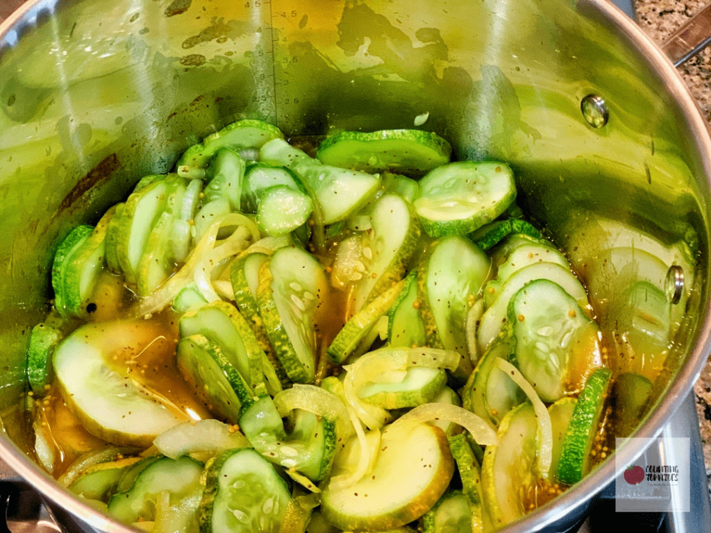 Cooking Bread & Butter Pickles in Pot