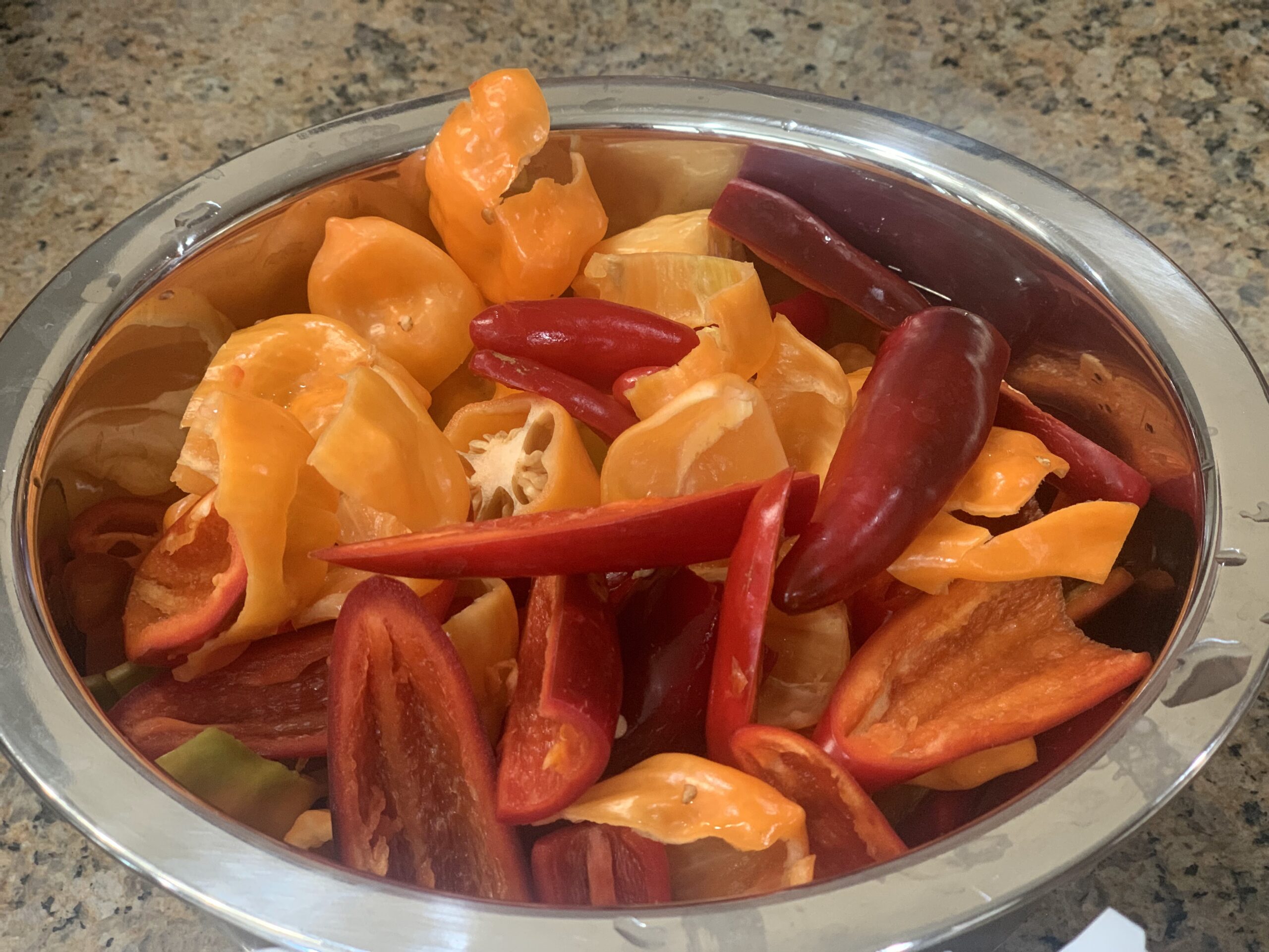 Cut habanero peppers
