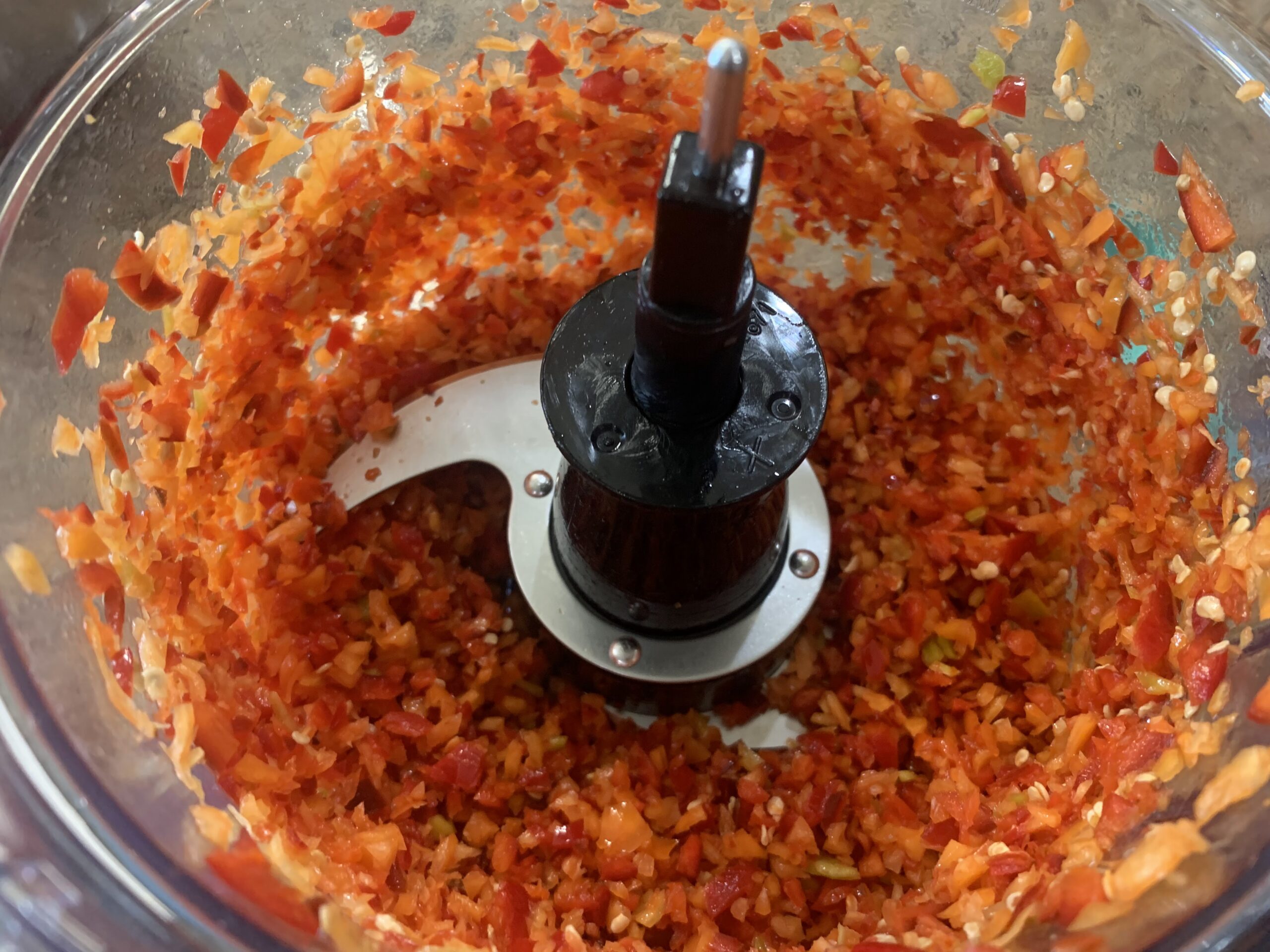 Peppers in food processor