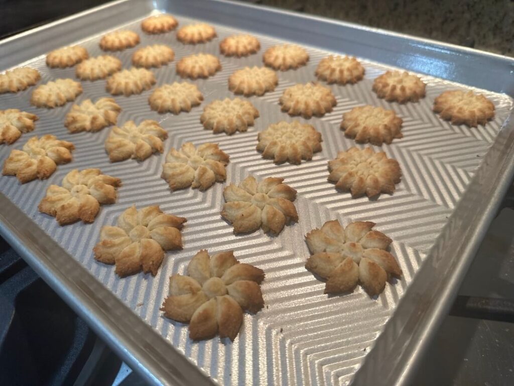 Spritz Cookies on Baking Sheet