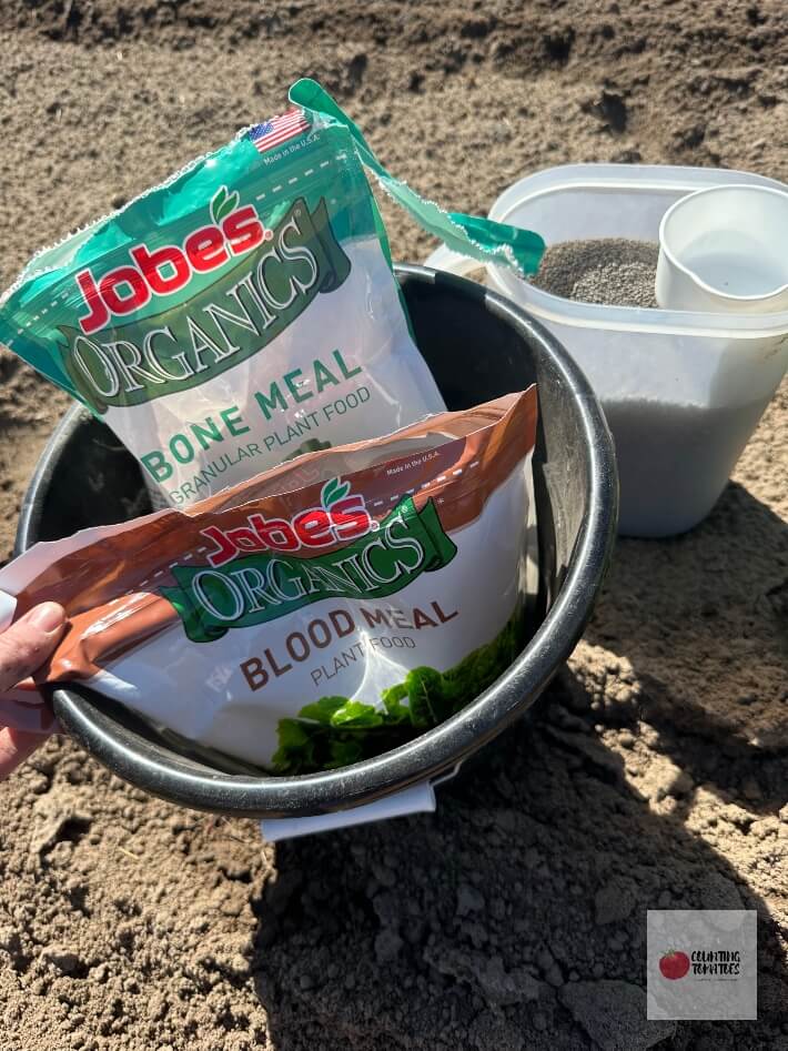Bags of Bone Meal, Blood Meal and Pelletized Gypsum